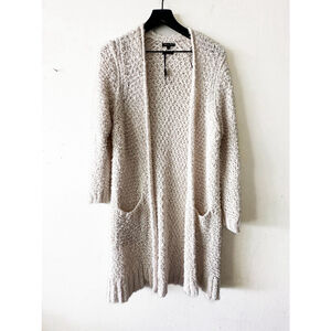 Massimo Dutti Bouclé Knit Longline Open Cardigan Sweater S | Holiday Cozy